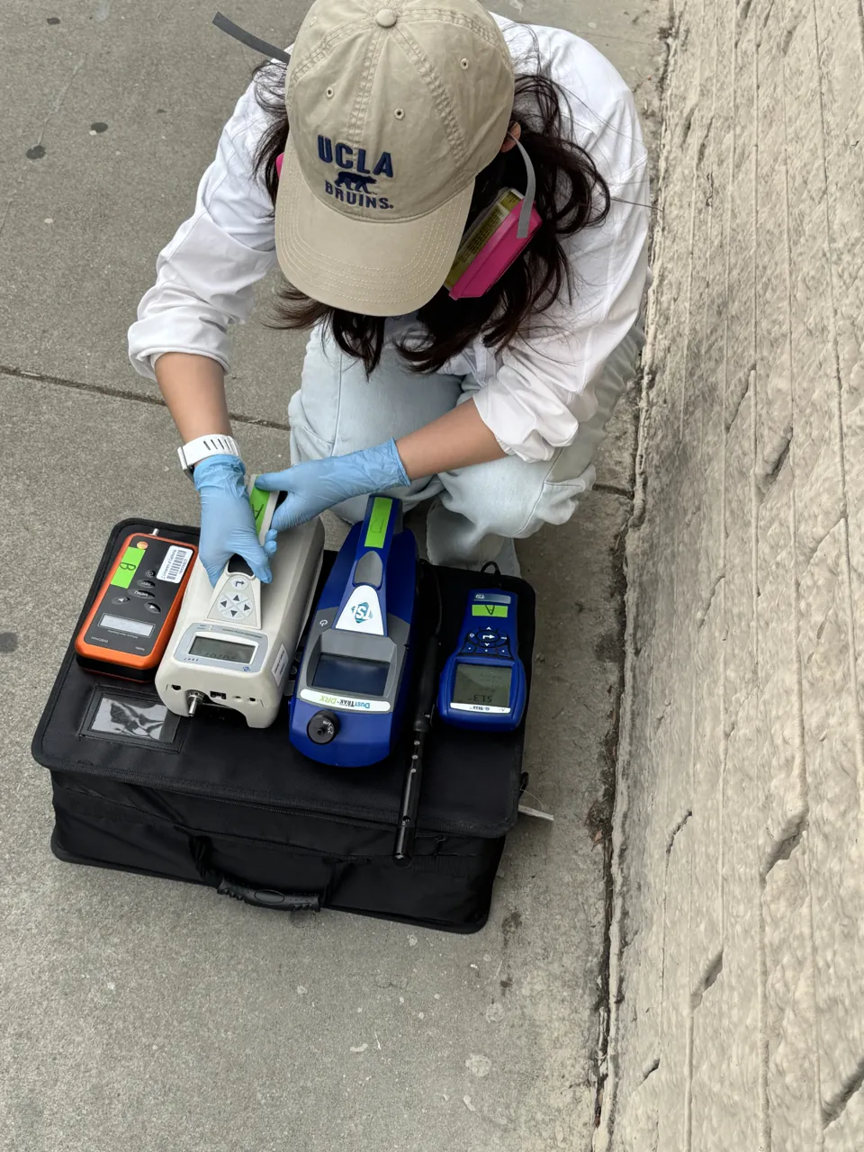 Preparing portable instruments for field measurements.